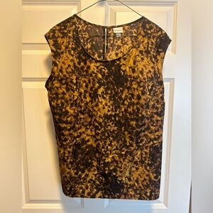 Black and gold printed cap sleeve blouse - Merona brand, size XL - lightly worn